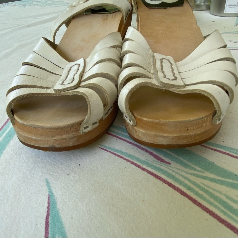 Swedish Hasbeen white high heel clog size 39 8.5 9 - Picture 8 of 9